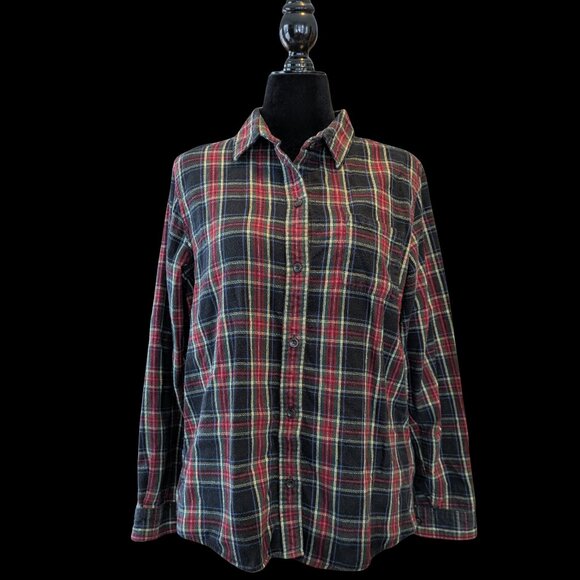 LL Bean Relaxed Women's Plaid Flannel Shirt - Picture 1 of 6